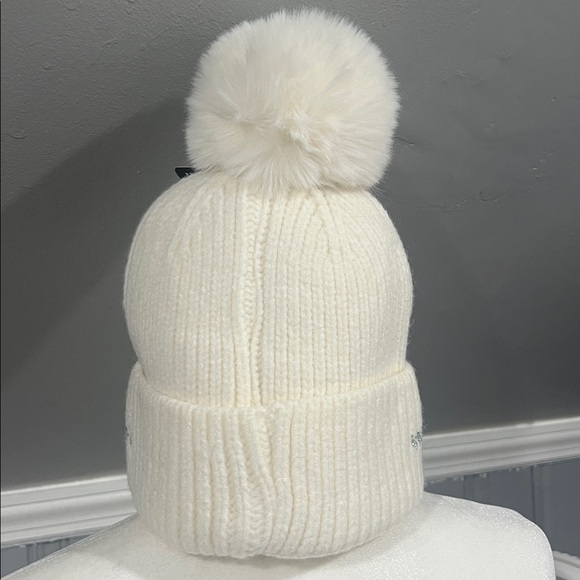 216. Cozy White Pom-Pom Knit Hat - Picture 4 of 6